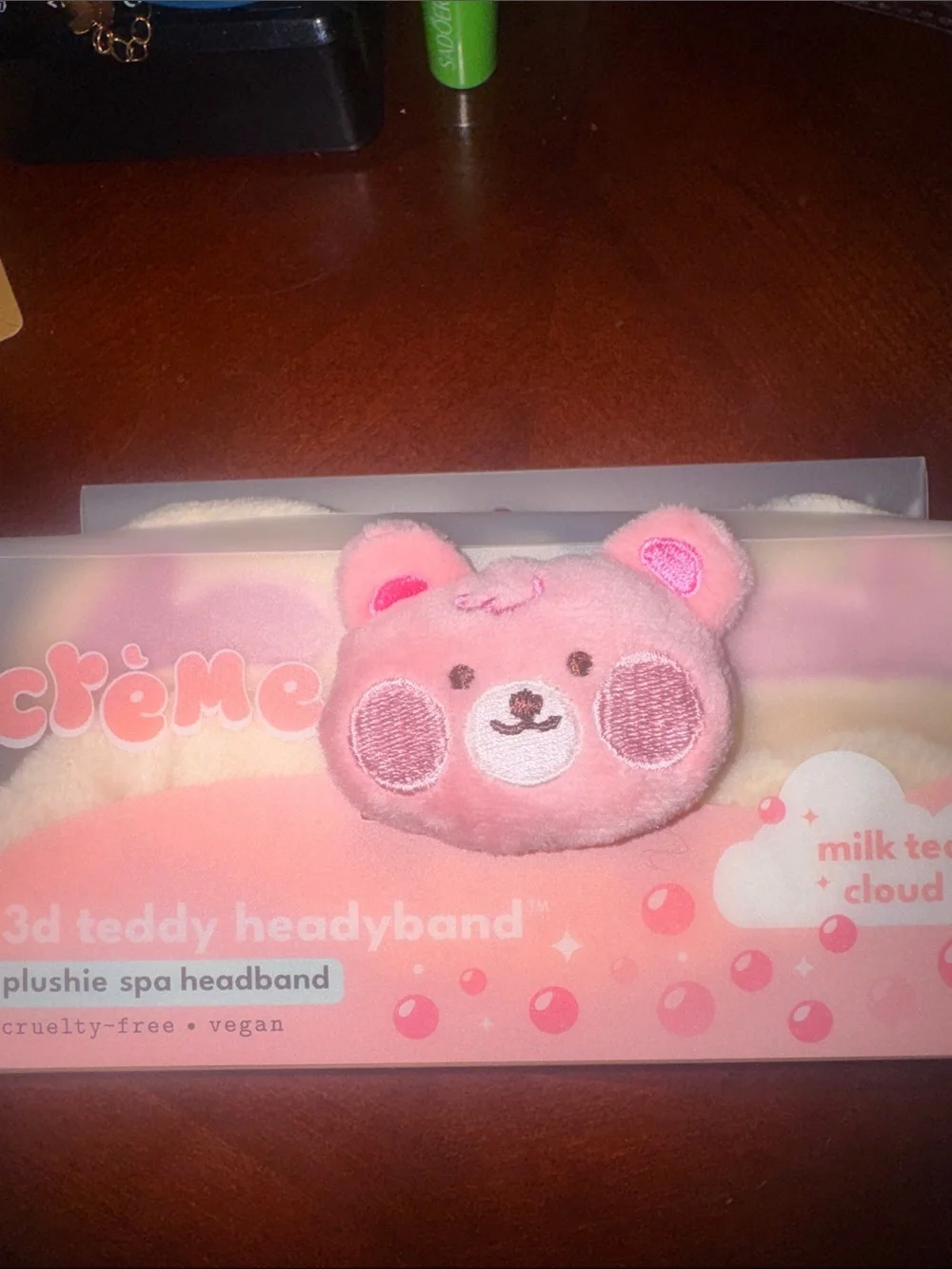 Plush Pink Teddy Spa Headband - Milk Tea Cloud